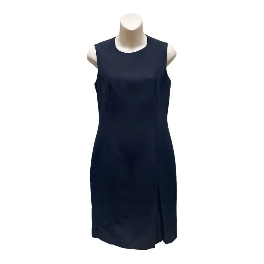 Calvin Klein Black Sheath Dress Lined Size 2 Sleeveless Office Classic EUC